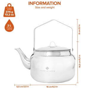 Ceainic pentru foc de tabara Stabilotherm Kaffepanna 2L din otel inoxidabil - Img 6