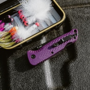 Cutit pliabil SOG Adventurer LB Dusk Purple Black 13-11-04-43, lama Drop Point 5Cr15MoV Satin, Lockback, maner GRN Dusk Purple & Black, EDC Outdoor - Img 6