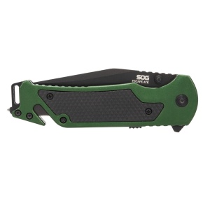 Cutit pliabil SOG Escape 2.0 Olive Drab 11-52-01-43, lama Clip Point AUS-8 partial zimtata, deschidere asistata, taietor centura, spargator geam - Img 5
