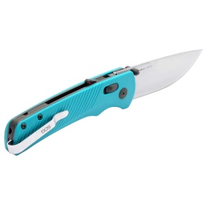 Cutit pliabil SOG Flash AT Petrol Green 11-18-13-41, lama Drop Point CRYO D2 Satin, deschidere asistata S.A.T., AT-XR Lock, maner GRN Petrol Green, EDC Premium
