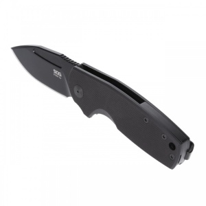 Cutit pliabil SOG Stout SJ Clip Point Blackout 16-03-02-57, lama Clip Point D2 Black TiNi, Slip Joint, Nail Nick, maner G10 Black, EDC - Img 2