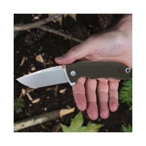Cutit pliabil SOG Tellus FLK Olive Drab 14-06-01-43, lama Drop Point CRYO 440 Stonewashed, Frame Lock, deschidere Flipper, maner GRN Olive Drab, EDC Outdoor - Img 8