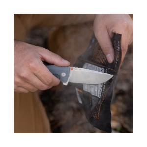 Cutit pliabil SOG Tellus FLK Wolf Gray 14-06-02-43, lama Drop Point CRYO 440 Stonewashed, Frame Lock, deschidere Flipper, maner GRN Wolf Gray, EDC Outdoor - Img 8
