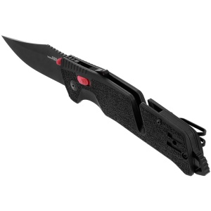 Cutit pliabil SOG Trident AT Black 11-12-01-41, lama Clip Point CRYO D2 Black TiNi, deschidere asistata S.A.T., AT-XR Lock, taietor de centura, spargator geam, maner GRN Black - Img 3