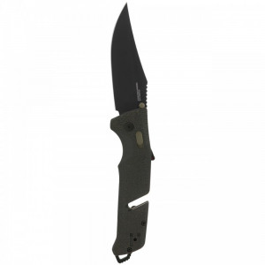Cutit pliabil SOG Trident AT Olive Drab 11-12-03-41, lama Drop Point CRYO D2 Black TiNi, deschidere asistata S.A.T., AT-XR Lock, taietor de centura, spargator de geam, maner GRN Olive Drab - Img 8