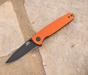 Cutit pliabil SOG Twitch III Burnt Orange 11-15-05-43, lama Drop Point D2, deschidere asistata S.A.T., maner aluminiu portocaliu, EDC Premium - Img 7