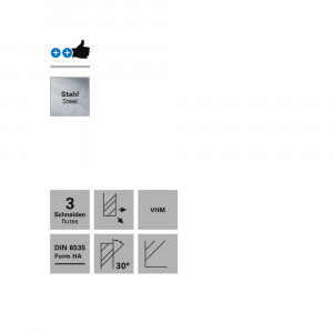 Freza cu 3 caneluri pentru otel, Datron 0068552, 1.75x3.0mm - Img 2