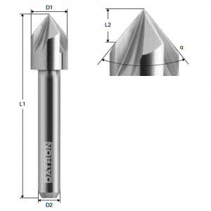 Freza Tesire Datron 0068483E, 4 Caneluri, D12 mm, Unghi 120°, Coada 6 mm - Img 2