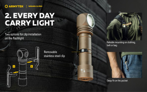 Lanterna frontala Armytek Wizard C2 Pro Sand White 2500 lm cu acumulator 18650 - Img 8