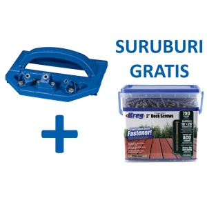 Pachet Kreg Deck Jig pentru fixarea ascunsă a deck-ului, cu șuruburi cadou