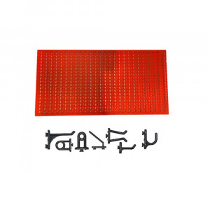 Panou perforat orizontal de 1000x500mm rosu cu set de 20 carlige plastic