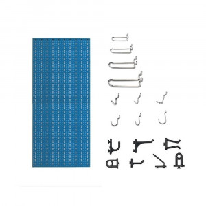 Panou perforat vertical de 500x1000 mm albastru cu set de 40 carlige metalice/plastic