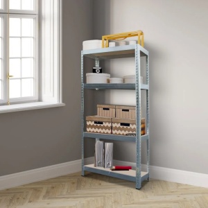 Raft metalic pentru depozitare 150 x 70 x 30 cm, 4 polite, 80 kg/polita, gri - Img 3