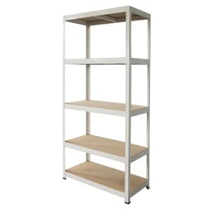Raft metalic pentru depozitare 180 x 90 x 40 cm, 5 polite,175 kg/polita, alb