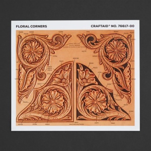 Sablon reutilizabil Craftaid, model colturi florale (Floral Corners) pentru modelaj piele - Tandy Leather 76617-00