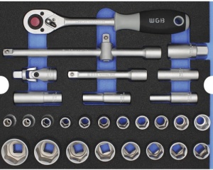 Set chei tubulare, 29 piese, insertie pentru sertar