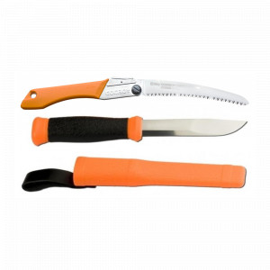 Set Cutit Morakniv 2000, portocaliu Si Fierastrau pliabil bushcraft, camping Silky Gomboy curbat 210mm cu 8dinti, 30mm