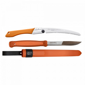 Set Cutit Morakniv Kansbol ORANGE Si Fierastrau pliabil bushcraft, camping Silky Gomboy curbat 240mm cu 8dinti, 30mm