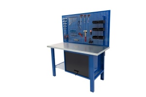 Banc de lucru metalic Werkmeister 1500-26, 1500 mm, dulap cu usa si panou perforat