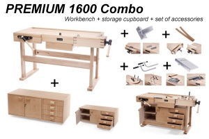 Banc de tamplarie RAMIA Premium 1600 KOMBO din fag cu dulap PRO II si set PROFI - Img 2