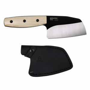 Cuțit de camping Morakniv Rombo Ash Wood, inox, lamă neagră, mâner frasin