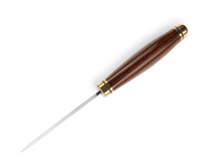 Cutit fix traditional Buck 192 Vanguard, otel 420HC, maner Heritage Walnut si teaca piele - Img 3