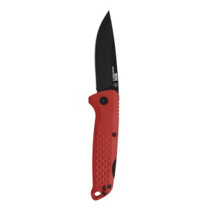 Cutit pliabil SOG Adventurer LB Red Black 13-11-07-43, lama Drop Point 5Cr15MoV Satin, Lockback, maner GRN Red & Black, EDC Outdoor - Img 3
