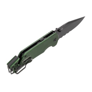 Cutit pliabil SOG Escape 2.0 Olive Drab 11-52-01-43, lama Clip Point AUS-8 partial zimtata, deschidere asistata, taietor centura, spargator geam - Img 3