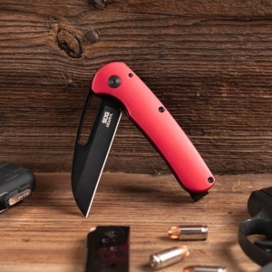 Cutit pliabil SOG Escape FL Red, lama 8Cr13MoV, Frame Lock, maner rosu din aluminiu anodizat - Img 10