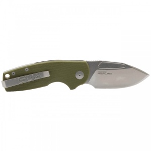 Cutit pliabil SOG Stout SJ OD G10 Stonewash 16-03-01-57, lama Sheepsfoot D2 Stonewashed, Slip Joint, Nail Nick, maner G10 Olive Drab, EDC - Img 3