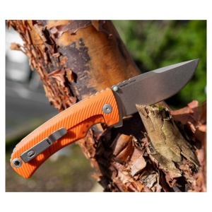 Cutit pliabil SOG Tellus FLK Blaze Orange 14-06-03-43, lama Drop Point CRYO 440 Stonewashed, Frame Lock, deschidere Flipper, maner GRN Blaze Orange, EDC Outdoor - Img 10