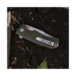 Cutit pliabil SOG Tellus FLK Olive Drab 14-06-01-43, lama Drop Point CRYO 440 Stonewashed, Frame Lock, deschidere Flipper, maner GRN Olive Drab, EDC Outdoor - Img 9