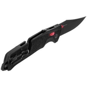 Cutit pliabil SOG Trident AT Black 11-12-01-41, lama Clip Point CRYO D2 Black TiNi, deschidere asistata S.A.T., AT-XR Lock, taietor de centura, spargator geam, maner GRN Black - Img 4