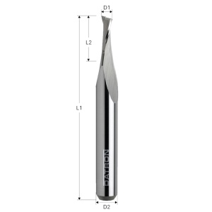 Freza cu 2 caneluri, HSC+, pt. plastic, Datron 0068824, 2.4x6.0x3.175mm - Img 2