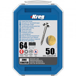 Holțșuruburi Kreg Pocket-Hole 64 mm, zincate, filet grosier, Maxi-Loc