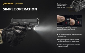 Lanterna tactica Armytek Buckler M1 White 700 lm pentru pistol, cu montura Glock si Picatinny - Img 14
