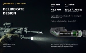Lanterna tactica Armytek Parma C2IR Pro 1250 lm cu lumina alba si infrarosu IR 940 nm, montura Picatinny/Weaver - Img 18