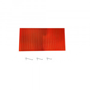 Panou perforat orizontal de 1000x500mm rosu cu set de 25 carlige metalice