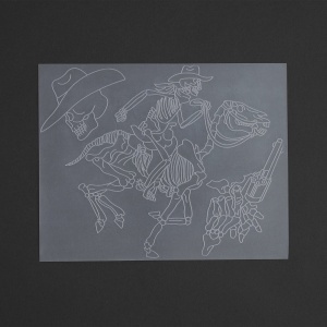 Sablon reutilizabil Craftaid, model banditul scheletic (Bony Bandit) pentru modelaj piele - Tandy Leather 76655-00 - Img 2