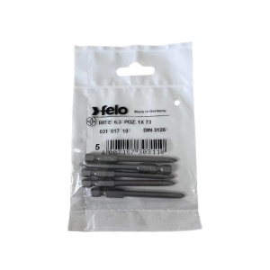 Set 5 biti Felo, seria Industrial profil Pozidrive, E6.3, PZ1, 73mm - Img 1