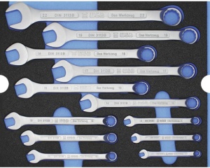 Set chei combinate fixa-inelara, 6-22 mm, 12 piese, crom-vanadiu, insertie pentru sertar