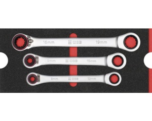 Set chei inelare duble cu clichet, 3 piese, insertie pentru sertar.