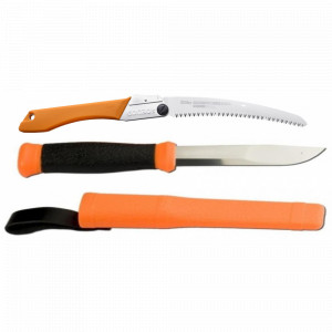 Set Cutit Morakniv 2000, portocaliu Si Fierastrau pliabil bushcraft, camping Silky Gomboy curbat 240mm cu 8dinti, 30mm
