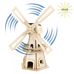 Set de constructie din lemn cu energie solara – Moara de vant debitat cu laser Pebaro - Img 4