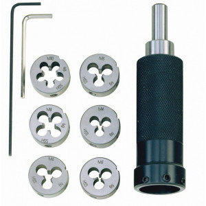 Set filiere M3 - M10 cu suport Proxxon 24082, pentru papusa mobila a strungurilor PD 230/E si PD 400 - Img 2