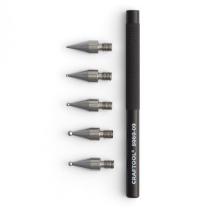 Stylus japonez Craftool cu 5 varfuri interschimbabile 1–3 mm pentru trasare si embosare piele - Tandy Leather 8060-00 - imagine 2