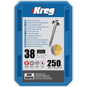 Șuruburi Kreg Pocket-Hole 38 mm zincate, filet grosier, cap Maxi-Loc - Img 4