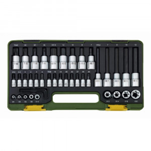 Trusa speciala pentru suruburi TORX si HEX Proxxon 23290, patrat 1/4" si 1/2", cutie din plastic - Img 2