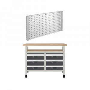 WB 12 Banc de lucru 1130x650x860 mm cu panou scule, Wolfcraft - Img 1