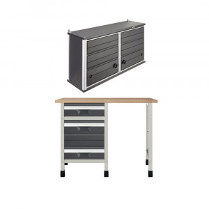 WB 2 Banc de lucru 1130x650x860 mm cu dulap suspendat, Wolfcraft - Img 1